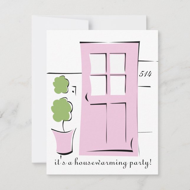 Pretty Blush Pink Door Invitation (Front)
