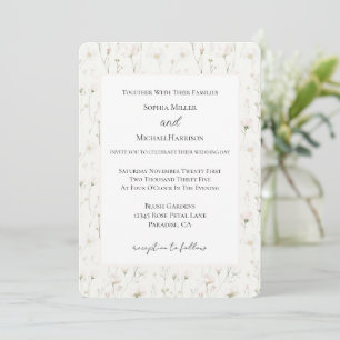 Pretty Blush Pink Feminine Floral Wedding Invitation