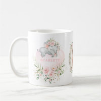 Pretty Blush Pink Floral Baby Elephant Girl Photo
