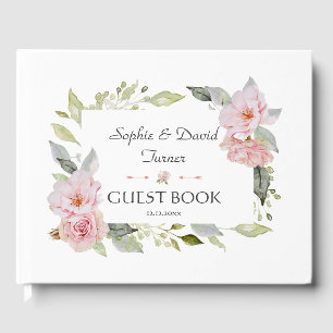 Pretty Blush Pink Floral Bloom Wedding Guest Book