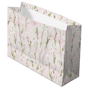 Pretty Blush Pink Floral Bridal Shower Large Gift Bag