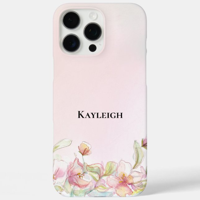 Pretty Blush Pink Floral   Case-Mate iPhone Case (Back)