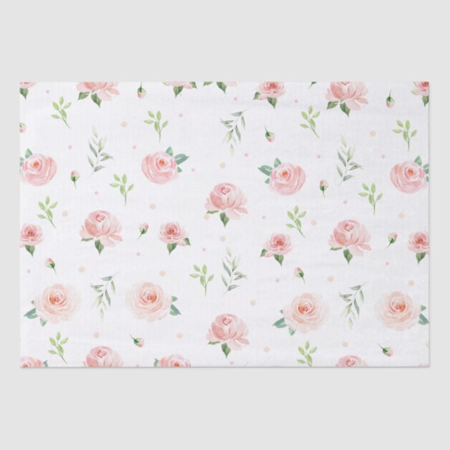 Pretty Blush Pink Floral Roses Flowers Decoupage Tissue Paper (Front)