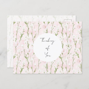 Pretty Blush Pink Floral Thinking of you Postcard