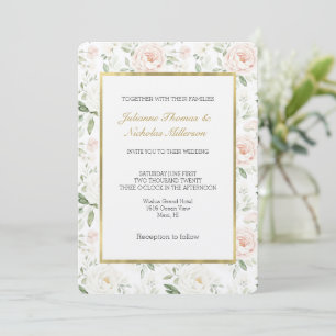 Pretty Blush Pink Floral Wedding Invitation