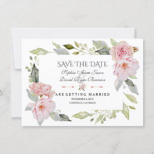 Pretty Blush Pink Floral Wedding Save The Date
