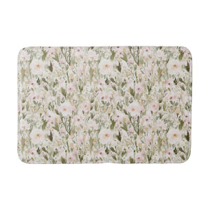 Pretty Blush Pink Flowers Bath Mat