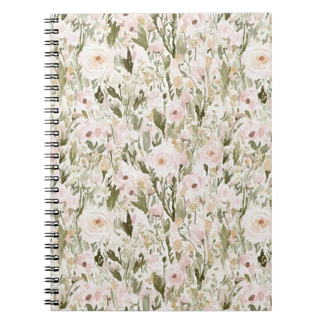 Pretty Blush Pink Flowers Notebook (Front)