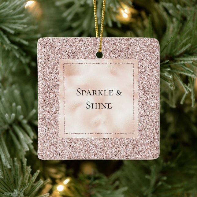 Pretty Blush Pink Glitter Ceramic Ornament (Tree)