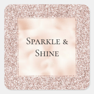 Pretty Blush Pink Glitter Ceramic   Square Sticker