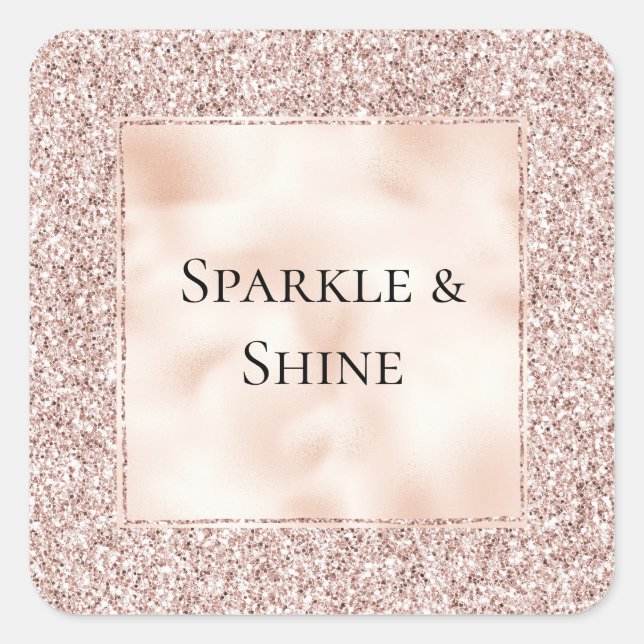 Pretty Blush Pink Glitter Ceramic   Square Sticker (Front)