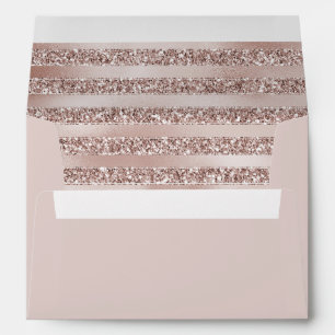 Pretty Blush Pink Glitter Glam Stripes  Envelope