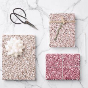 Pretty Blush Pink Glitter Wrapping Paper Sheet