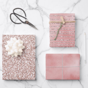 Pretty Blush Pink Glitter    Wrapping Paper Sheet