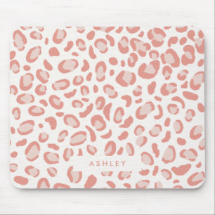 Pretty Blush Pink Leopard Pattern Mouse Mat