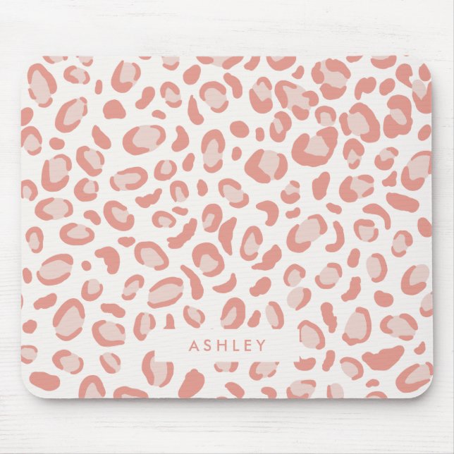 Pretty Blush Pink Leopard Pattern Mouse Mat (Front)