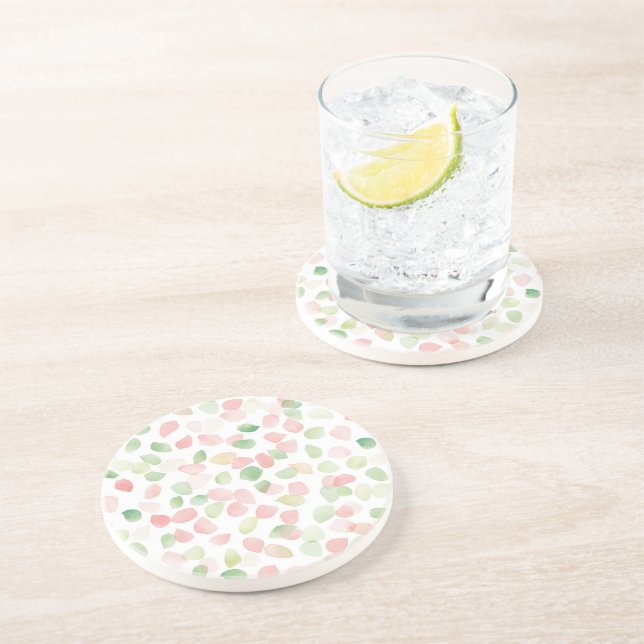 Pretty Blush Pink Mint Flower Petals   Coaster (Side)