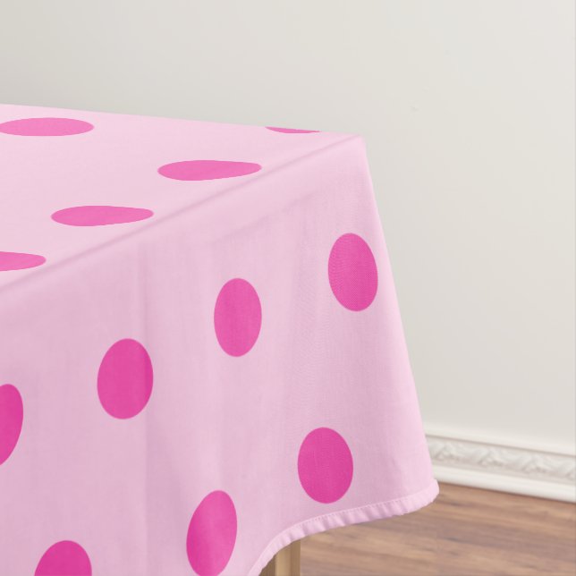Pretty Blush Pink Polka Dot Party Tablecloth (In Situ)