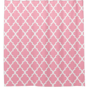 Pretty Blush Pink Quatrefoil Pattern Shower Curtain
