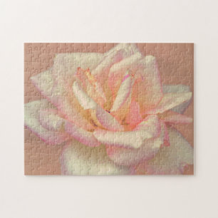 Pretty Blush Pink Rose Flower Art Puzzle