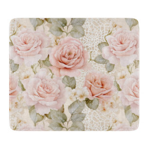 Pretty Blush Pink Roses Floral Bridal Shower Cutting Board