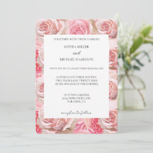 Pretty Blush Pink Roses Floral Wedding Invitation