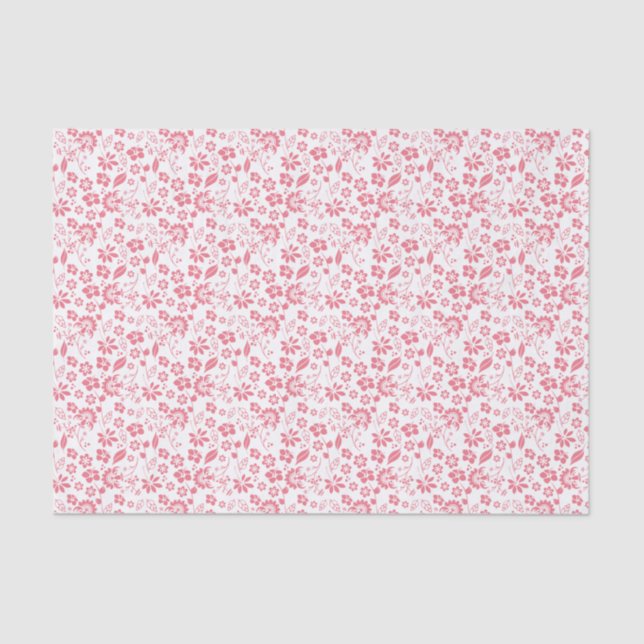 Pretty Blush Pink Tropical Spring Flowers Tissue Paper (Front)