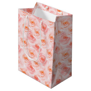 Pretty Blush Pink Watercolor Roses Birthday Medium Gift Bag
