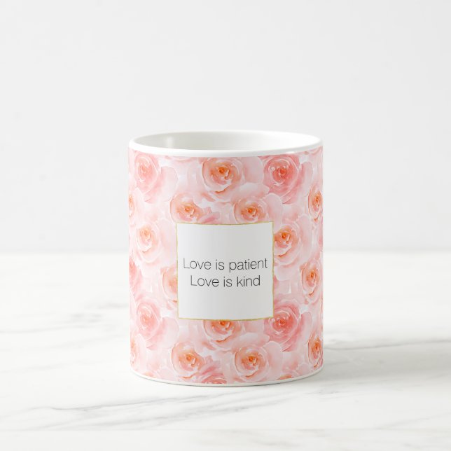 Pretty Blush Pink Watercolor Roses Coffee Mug (Center)