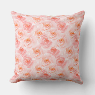 Pretty Blush Pink Watercolor Roses Cushion