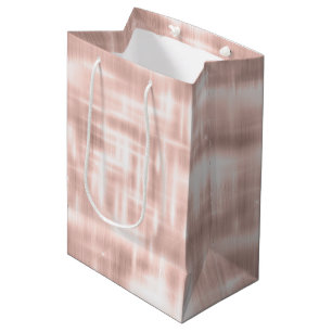 Pretty Blush Pink White Abstract Stripes Medium Gift Bag