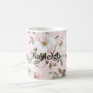 Pretty Blush Pink White Flowers Coffee Mug