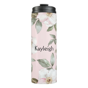 Pretty Blush Pink White Flowers   Thermal Tumbler