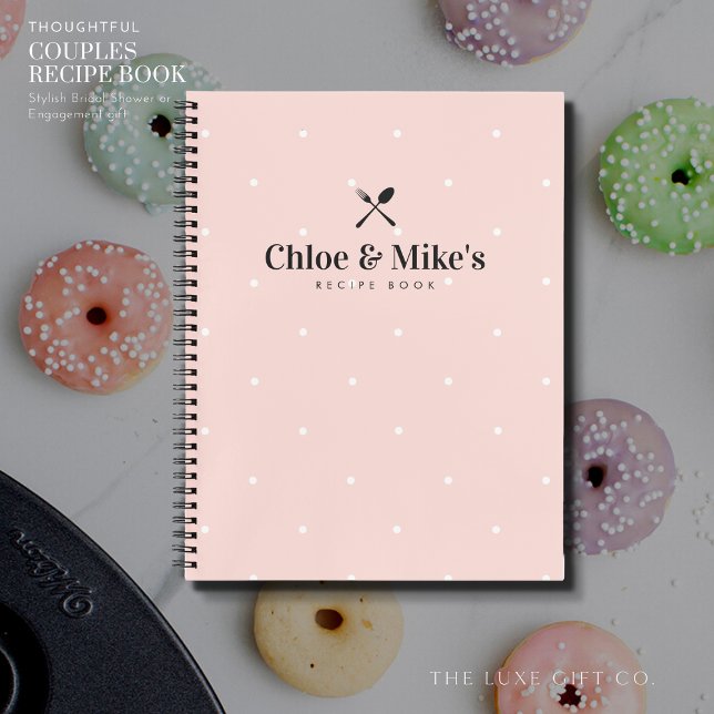 Pretty Blush Polka Dot Couples Blank Recipe Book (Creator Uploaded)