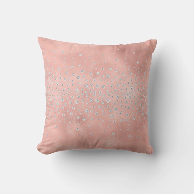 Pretty Blush Rose Bling Jewelled Cushion (Front)