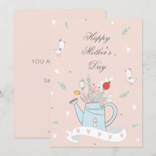 Pretty Blush Watering Can Flowers Mother's Day Card