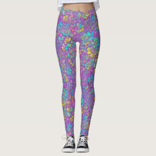 Pretty Bohemian Colourful Wildflower Floral Patter Leggings