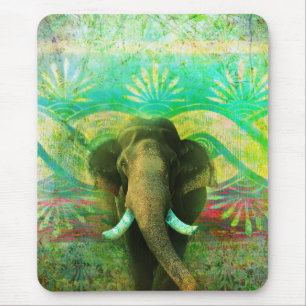 Pretty Bohemian Elephant Turquoise Tribal Pattern Mouse Mat