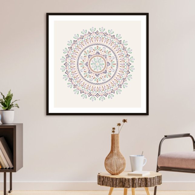 Pretty Bohemian Floral Mandala Girl's Art Print (Creator Uploaded)