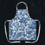 Pretty Boho Blue and White Floral Apron<br><div class="desc">Pretty floral pattern featuring blue bohemian flowers on white background.</div>