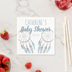 Pretty Boho Blue Dreamcatcher Baby Shower Napkin