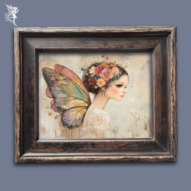 Pretty Boho Butterfly Fairy Pastel Watercolor Art Poster (Creator Uploaded)