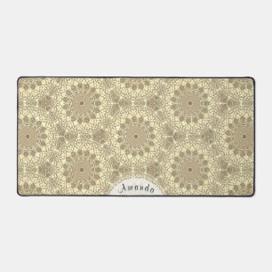 Pretty Boho Chic Gold Cream Taupe Mandala  Desk Mat