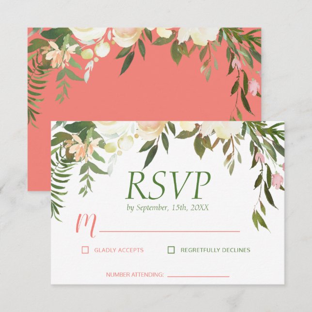 Pretty Boho Creme Rose Wedding Arch RSVP Card (Front/Back)