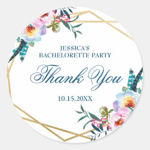 Pretty Boho Floral Bachelorette Party Classic Round Sticker