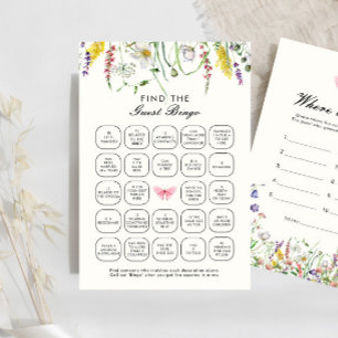 Pretty Boho Floral Find The Guest Bingo Game