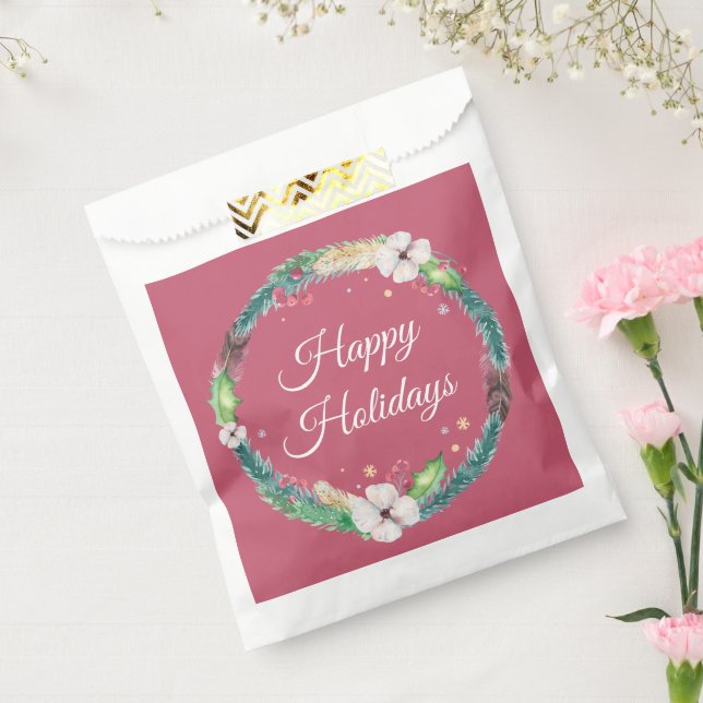Pretty Boho Holiday Wreath  Favour Bags (Sealed)