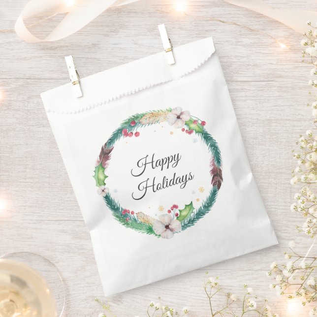 Pretty Boho Holiday Wreath  Favour Bags (Clipped)