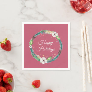 Pretty Boho Holiday Wreath  Napkin