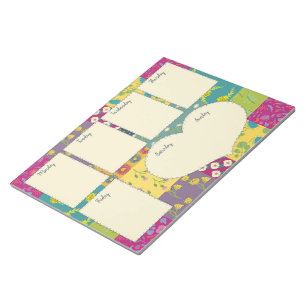 Pretty Boho Maximalist Quilt Weekly Planner Notepad